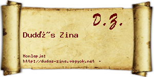 Dudás Zina névjegykártya