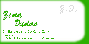 zina dudas business card
